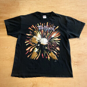 Vintage 90's Ted Nugent Guitar Music Black XL Short Sleeve VTG T-Shirt